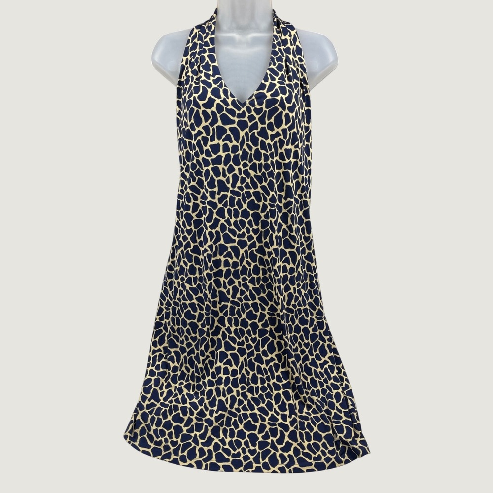 Tommy Bahama Dress Womens Small Navy Sandy Safari Spots Short Racerback Coastal